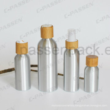 Cosmetic Aluminum Bottle with Bamboo Screw Top (PPC-ACB-064)